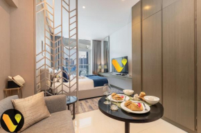 Vogue DAMAC Maison Prive Balcony & Pool with Canal View Prime Business Bay Location, Steps from Downtown & Burj Khalifa